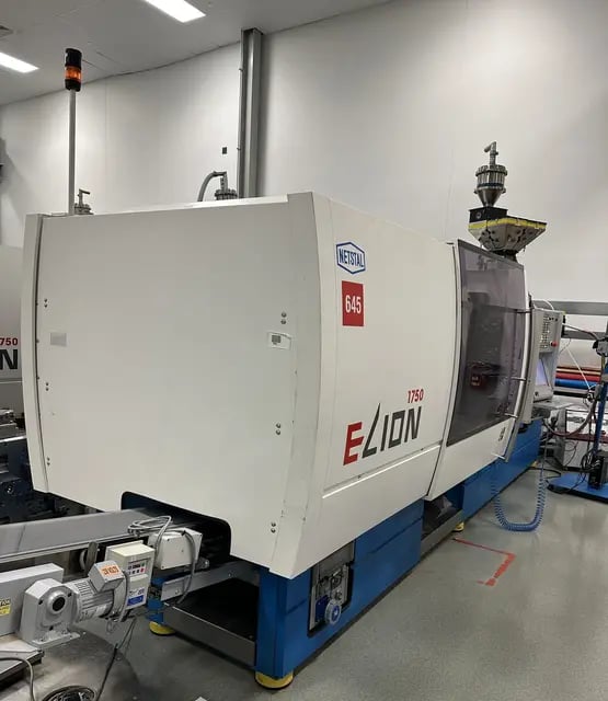 197 Ton, 8.9 oz., Netstal Elion #1750-530, electric horizontal plastic injection molder, 22.04" x 22.04" tie
