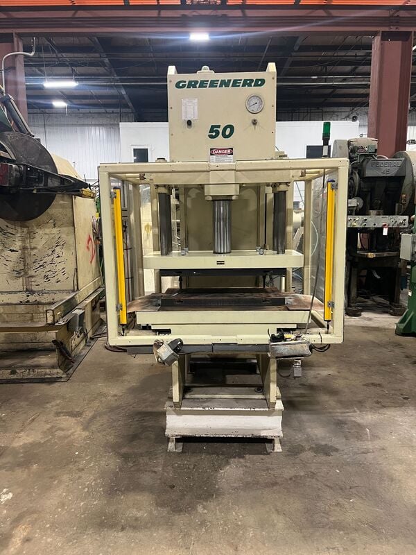 56 Ton, Greenerd #HCA-50-18R, Hydraulic C-Frame Press, 18" daylight, 11" throat, 1" -12" stroke, 40" x 17"