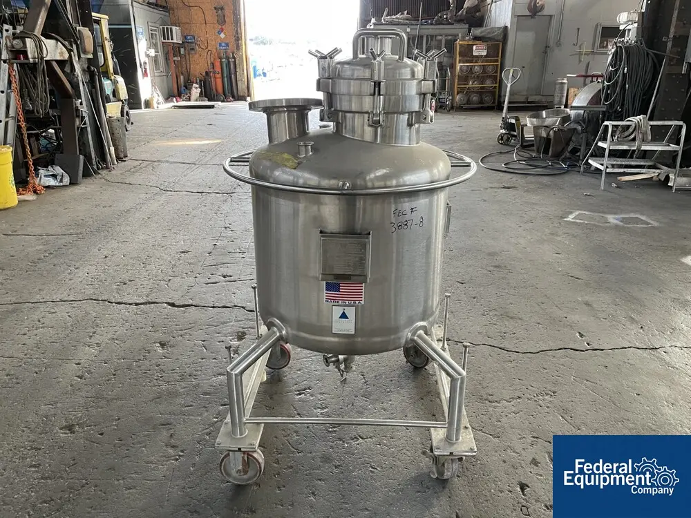 55 gallon Precision, Receiver Tank, 316L Stainless Steel, 50 psi, 27" diameter x 29" straight side, dish top
