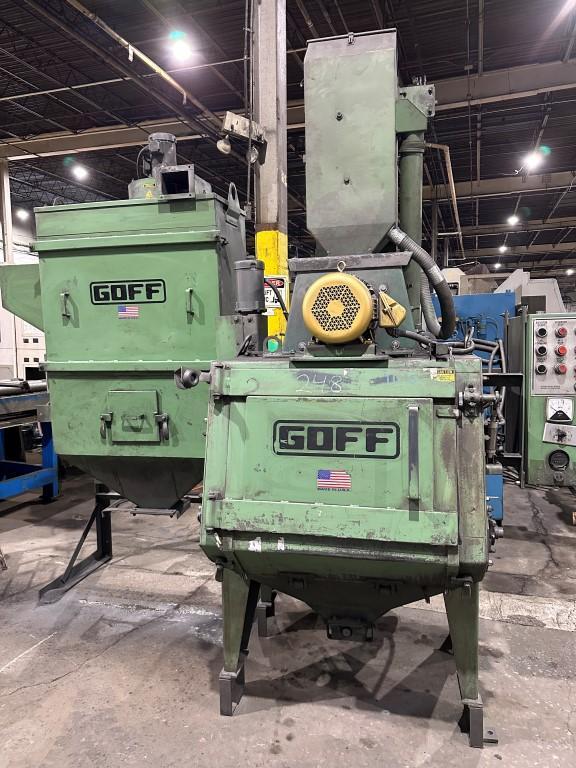 3 cu.ft. Goff #3BB, rubber belt tumble type shot blast machine, 12" blast wheel diameter, 7.5 HP