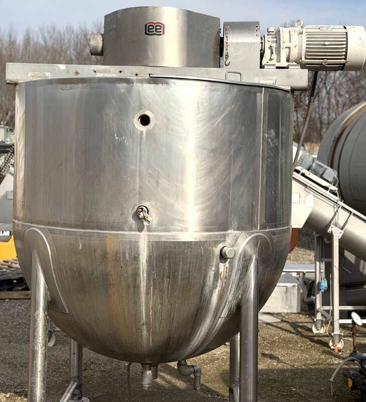 1000 gallon Lee #1000D9MS, Double Motion Jacketed Mix Kettle w/ Scrape Agitation, Stainless Steel, 6'
