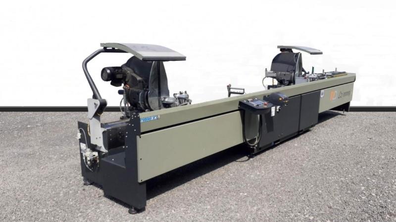 20' Emmegi #Precision-C2-TU/5, Twin-Head Double Miter Saw, 21.65" blade diameter, 5.5 HP, 2250 RPM, 95 psi
