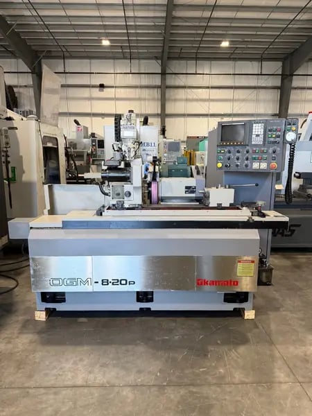 8.6" x 20" Okamoto #OGM-8-20P, outside dimension cylindrical grinder, 12" x 1" x 5" wheel, #3MT, 1994