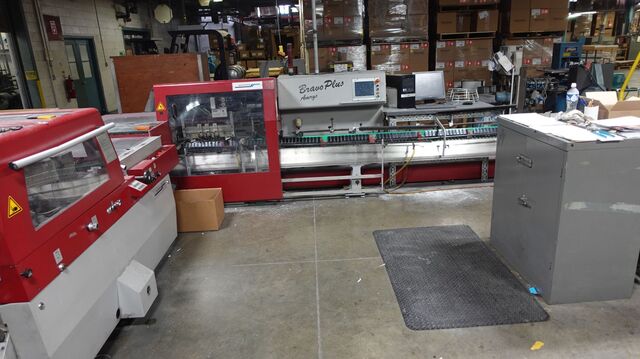 Muller Martini #Bravo-Plus-Amrys, Saddle Stitcher, 4 Pocket with Cover Feeder, 14000 CPH, 6mm stitches, 2008