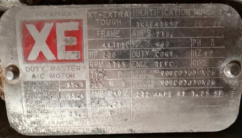 200 HP 1785 RPM Reliance, Frame 447TSC, Ball, 460 Volts, Offered electrically OK or Rebuilt with Warranty (6