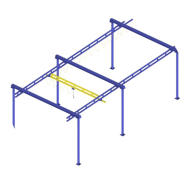 .5 Ton, Gorbel, overhead bridge crane, 14.5' columns, 26' bridge/headers, 27' runway, 1000 lb.