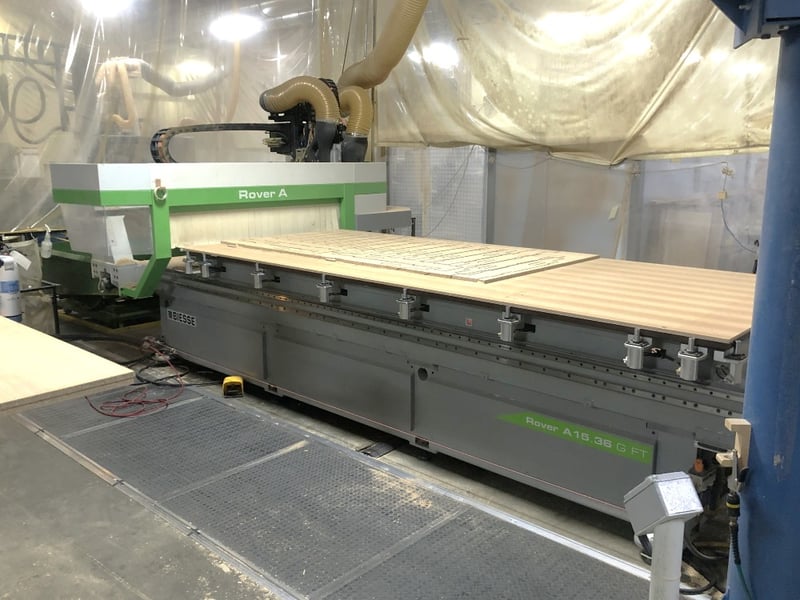 Biesse #Rover-A-1536-G-FT, flat table CNC router, 16 ATC, 24k RPM, HSK-F63, C-Axis, 61" x148" tbl.