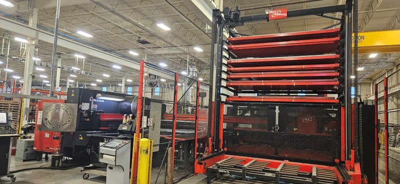 33 Ton, Amada #EMK-3612M2, 58 Station 4 Auto-Index, 60" x 240" w/ repositioning, ASIII MP-300 Automation, 2014