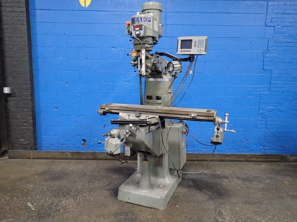 Sharp #LMV-50/DVS, Vertical Mill, 50" x 9" table, 1720 RPM, 3 HP, Acu-rite Control, 2006