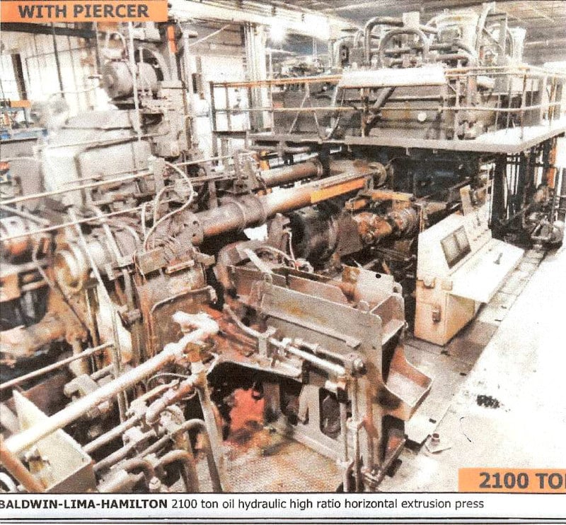 2100 Ton Baldwin Lima Hamilton Oil Hydhi Ratio Horizextrusion 