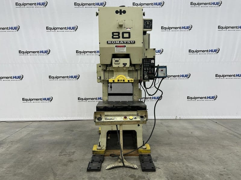 88 Ton, Komatsu #OBS-80-2, OBI mechanical punch stamping press, 5.12" stroke, 13.78" SDAU, 1984
