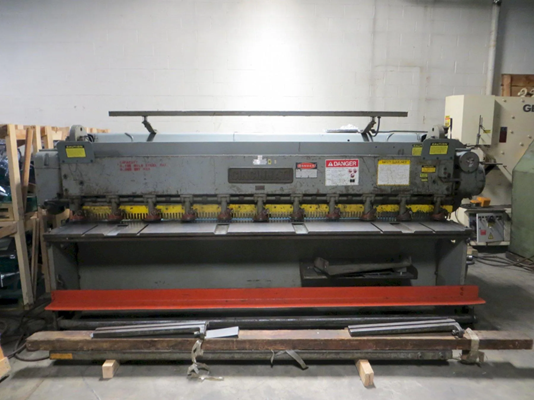 10 gauge x 10' Cincinnati #1010, mechanical power shear, 5 HP, 65 SPM, 24" Back Gauge