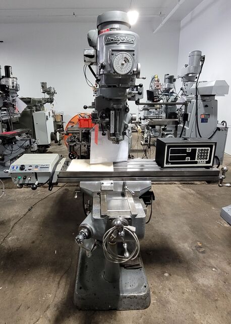 Bridgeport #Series-I, vertical mill, 9" x42" tbl., 1.5 HP, SWI Trax 2-Axis digital read out, Lyman MK4 X-Axis