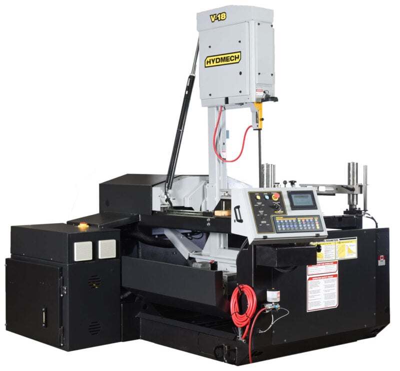 18" x 31" Hydmech #V-18-45, Semi-Automatic Vertical Band Saw, 1.25" x 203" Blade, 44" H Table, 65-385 SFM