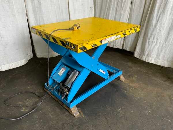 2500 lb. Max Lift, electric scissor lift table, 42" max height, pendant Control, 1.5 HP, 110 V.