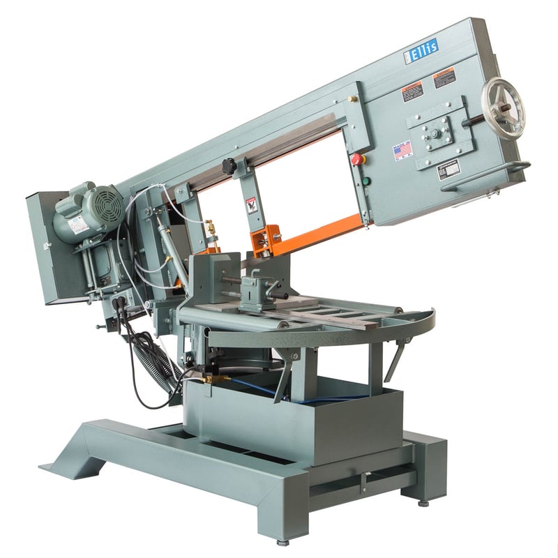 13-1/2" Ellis #4000, Double Miter Horizontal Band Saw, 150" x 1-1/4" blade, 60-180 FPM, 2 HP, hydraulic