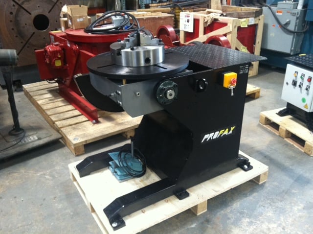 1000 lb. Profax #WP-1000, welding positioner, 16" 3-jaw, 24-1/2" round table, tilt constant, 115V.,2012