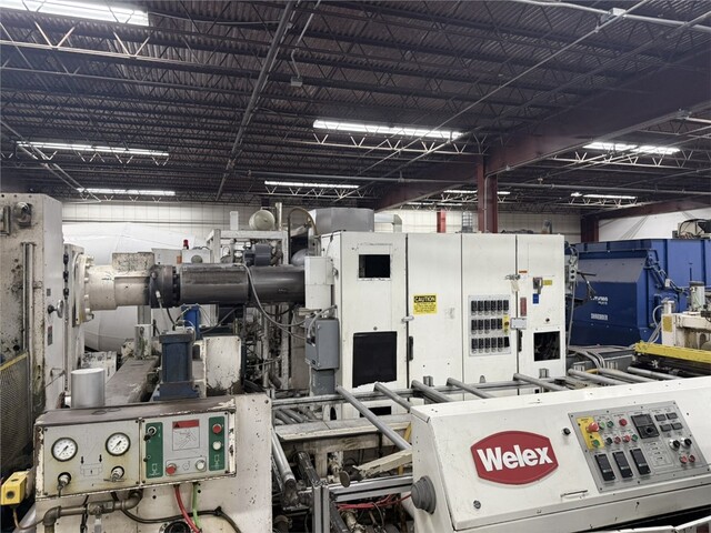 6" Welex #6.0 30D, extruder, 30:1 L/D, 500 HP Reliance AC Motor, Air-Cooled, Vented Barrel, 6 Barrel Zones, 9