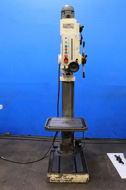 28" Wilton #2350, geared head drill press, 9" spindle travel, 3.228" spindle diameter, 3 HP, power downfeed