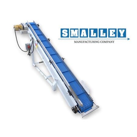 12" wide x 10' long, Smalley, portable inclined cleated belt conveyor