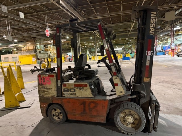 8,000 LB Nissan Optimum #80, Forklift, LPG Engine, 60.3 HP, 157" Lift Height