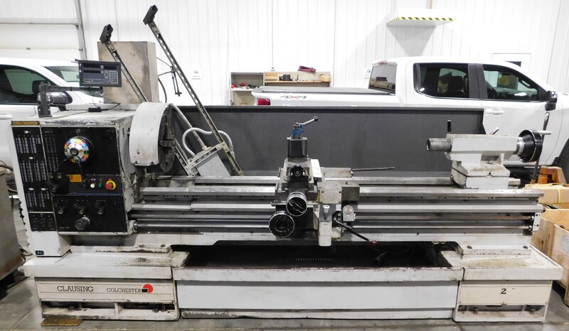 21"/34" x 80" Clausing Colchester #21, toolroom lathe, 15.5" 4-jaw chuck, 12" 3-jaw chuck, 3-1/2" bore