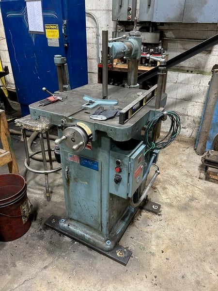 1/16" to 1.25" Morrison #K, keyseater, 9" stroke, 1.25" x 24" table, 2 HP, assorted cutters, 1976