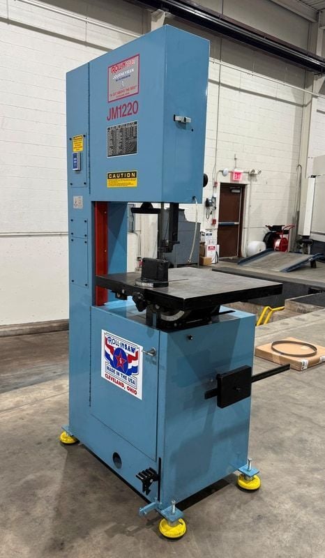 20" x 12" Roll-In #JM1220, vertical band saw, gravity feed, 11" table travels, 2 HP, 2019