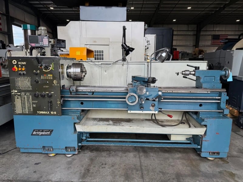 16" x 60" Romi Tormax #16-8, engine lathe, 9.625" swing over cross slide, Newall digital read out, 3-jaw 10"
