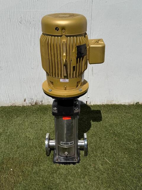 79 GPM @ 200' TDH, Grundfos #CRN16-50A-F-G-AUUF, Vertical Multistage Centrifugal Pump, 7.5 HP Baldor motor