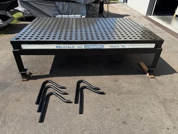 5' x 8' Weldsale, welding table platen acorn type, weling stand, 5 clamps