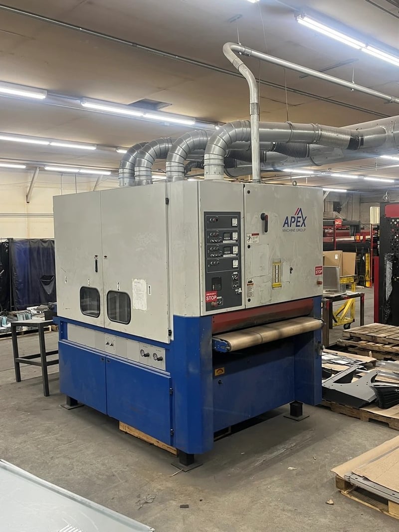 Apex #2052M-DSSD, deburring machine, 6" machine opening, 32"-38" passline height, 2013