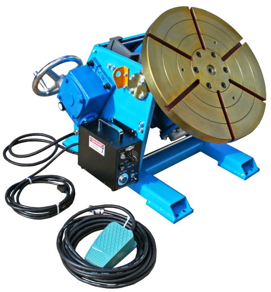 500 lb. #PS-3F, benchtop positioner, 90&deg; tilt, 500 amp weld ground, opt.weld.chucks shown