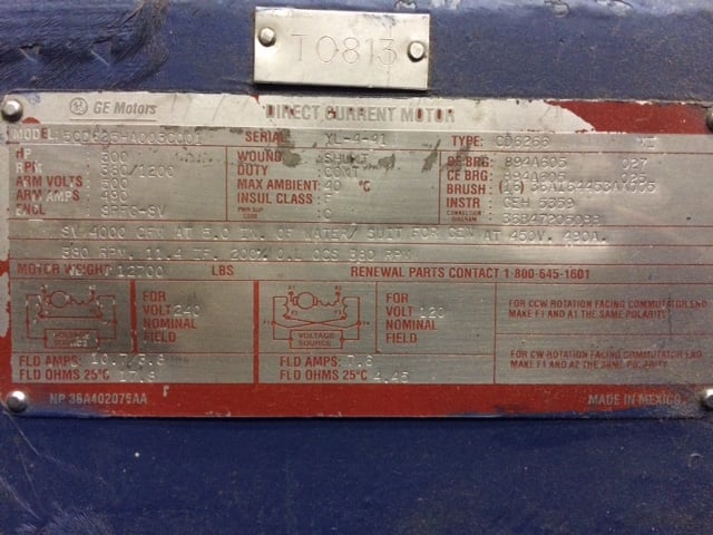 300 HP 360/1200 RPM General Electric, SPFG-SV, 500 VA