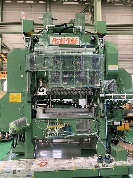 60 Ton, Asahi Seiki #iTP-60, transfer press, 180mm stroke, 510mm Shut Height, 15 stations, 83mm Pitch, 40-150