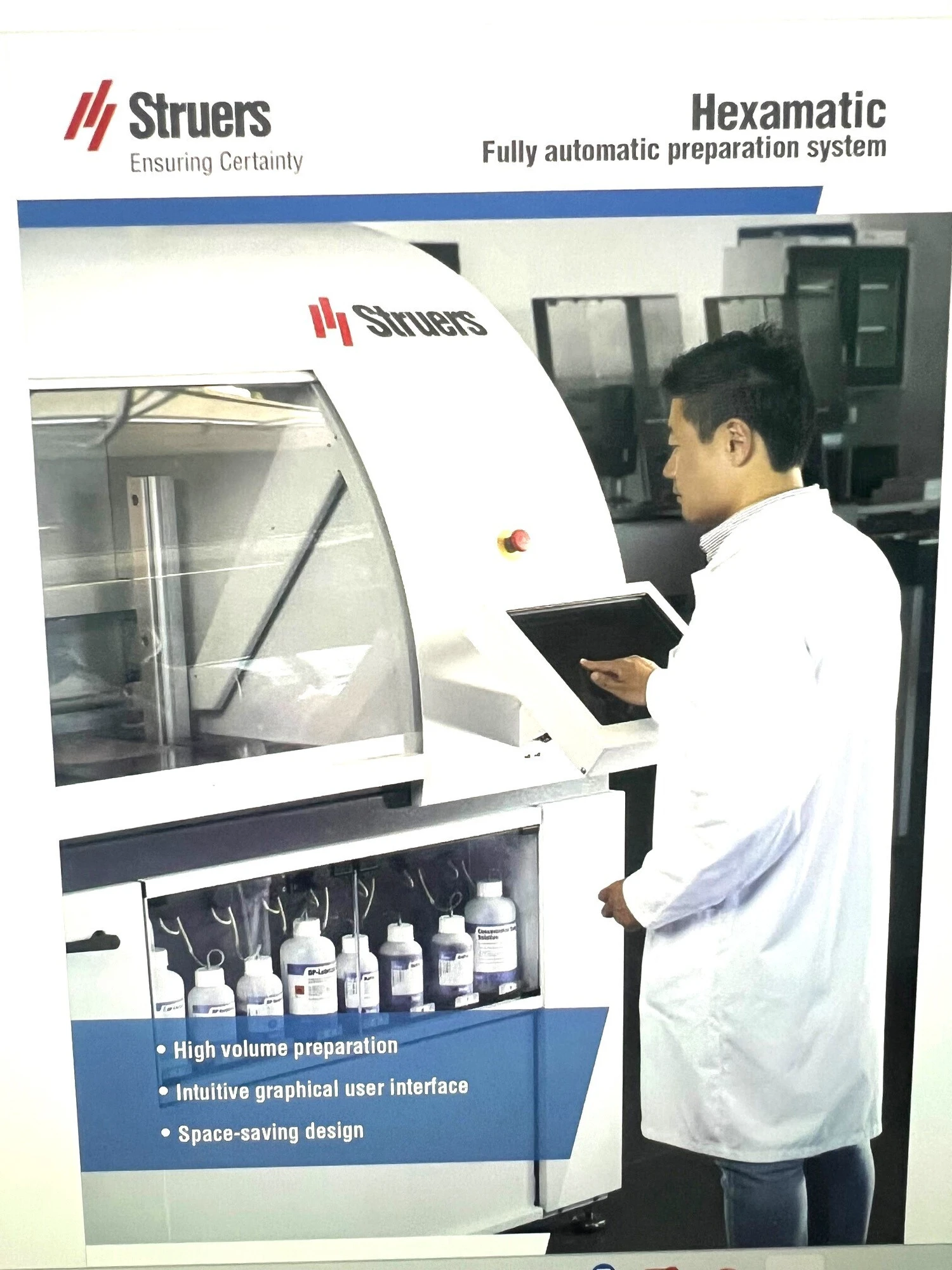 Specimen Preparation Machine, Struers #HEXAMATIC, Automatic Grinding & Polishing, 8-Station Disc Exchange