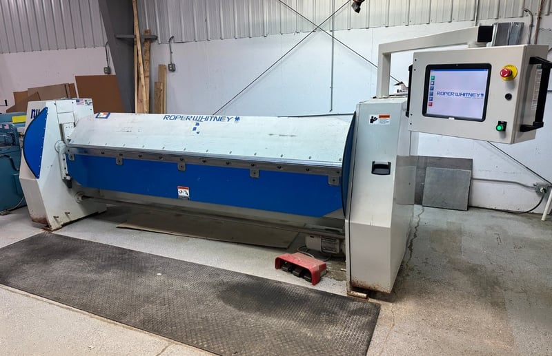 120" Roper Whitney/Pexto #AB1016T2, CNC Pneumatic Folding Machine, programmable back gauge, clamping system