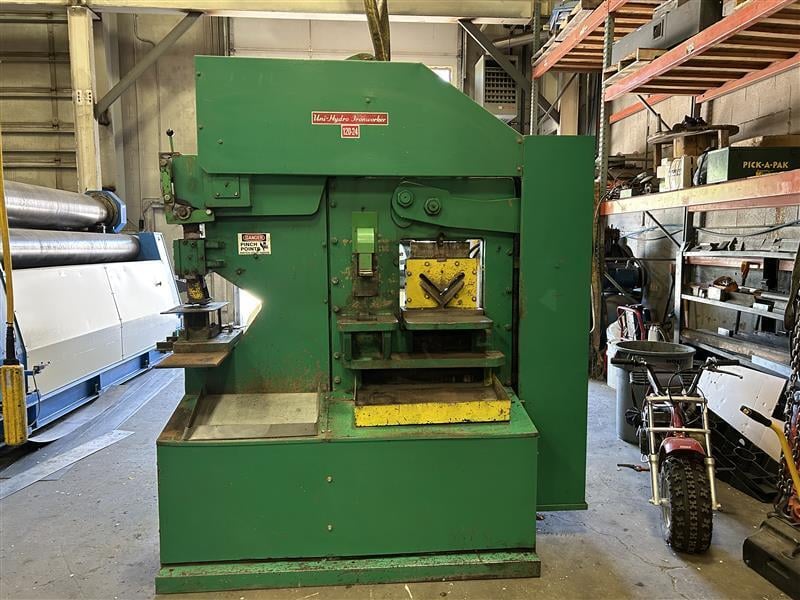 6" x 6" x 1/2" Uni-Hydro #120-24, 95 ton, 12" throat, 2" bore, 24" blade, 7.5 HP