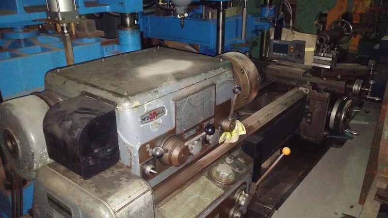 18" x 64" VDF McDougal engine lathe, 2.5" bore, digital read out, 3-jaw chuck, 4-way tool post