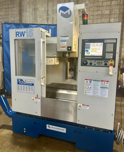 Milltronics #RW15, CNC Vertical Machining Center, 30" x 14" table, 25" X, 15" Y, 20" Z, 18 HP, 16,000 RPM, 20