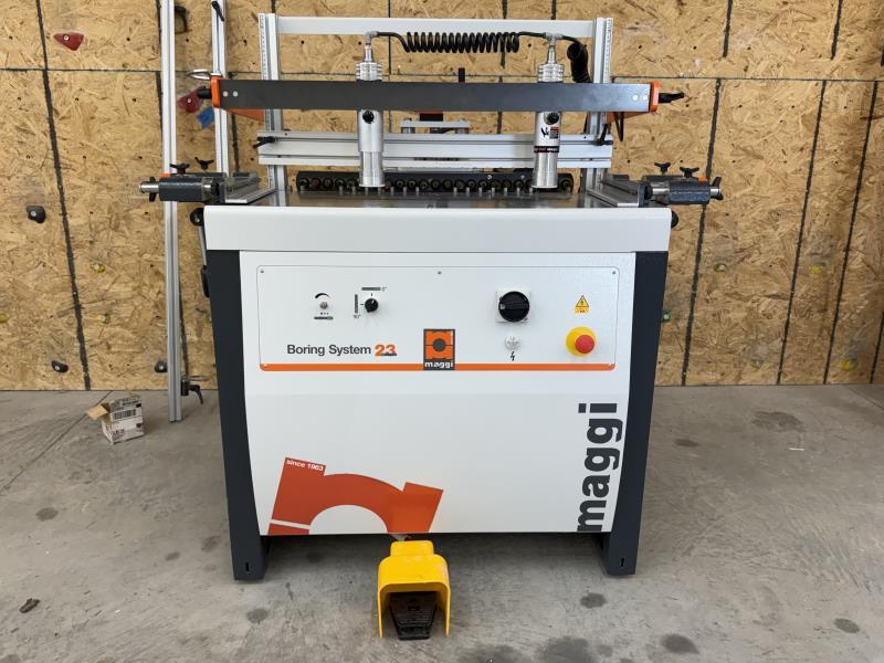 23 Spindle, Maggi #System-23, construction boring machine, 1.25" centers, 2 HP, 25" working width, 2-1/2"
