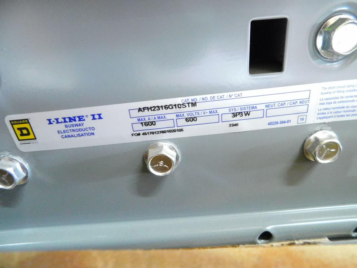 1600 Amps, Square D AFH2316G10STM, i-line ii feeder, LOT of 6, 600 Volts, 3P3W, 10 Ft. sections