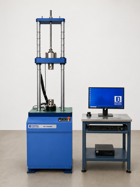 33750 lbf. (150kN) Frank Bacon #FB-150EMS, tensile & compression test machine, 17.5" testing opening, 11.8"