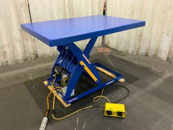 3000 lb. Bishamon #L3K-TT, hydraulic scissor lift table, 45-3/4" raised height, pendant Control, 1 HP, 2021