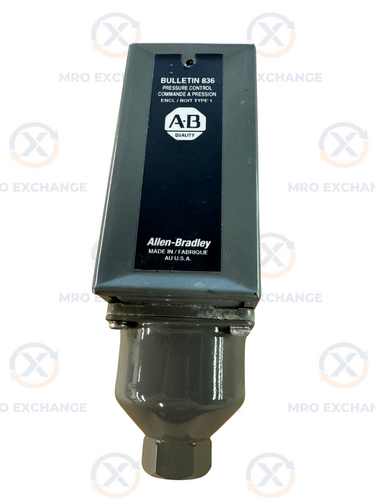 Allen-Bradley #836-C3A, Pressure Control Switch, 0.8-30 PSI, 1/4" NPTF Female, NEMA Type 1, SPST, NEW