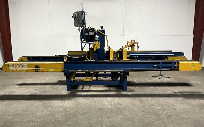 Baker #BBR-0, horizontal band resaw, 6" width x 12" H capacity, 28" wheels, 20 HP, 20-120 FPM, powered