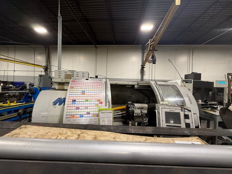 Milltronics #ML22, CNC Lathe, 22" swing, 16" dia x 40" L max, 3.1" bar, 40-3500 RPM, 12 tool, 20 HP, 10"