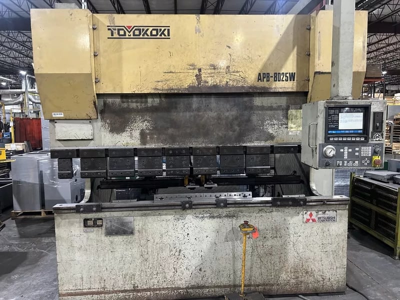 80 Ton, Toyokoki #APB-8025W, servo press brake, 9.8' overall, 81" between housing, 5.9" stroke, 10" throat