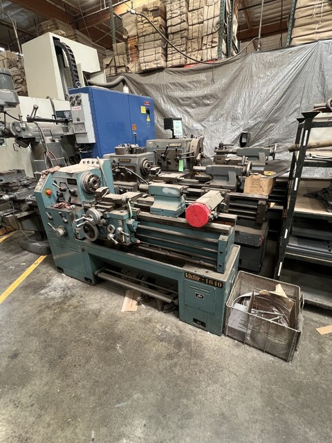 16" x 40" Victor, Engine Lathe, 5 HP, coolant system, 220 V.