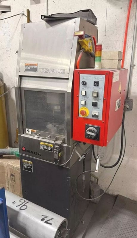 Amada #Togu-III, punch & die grinder, 6.299" tool diameter, 5.906" tool height, 5.315" wheel, 6" 3-jaw chuck